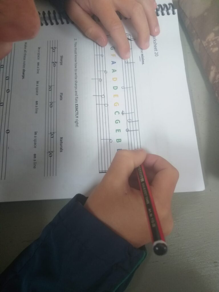 Completing a theory work sheet